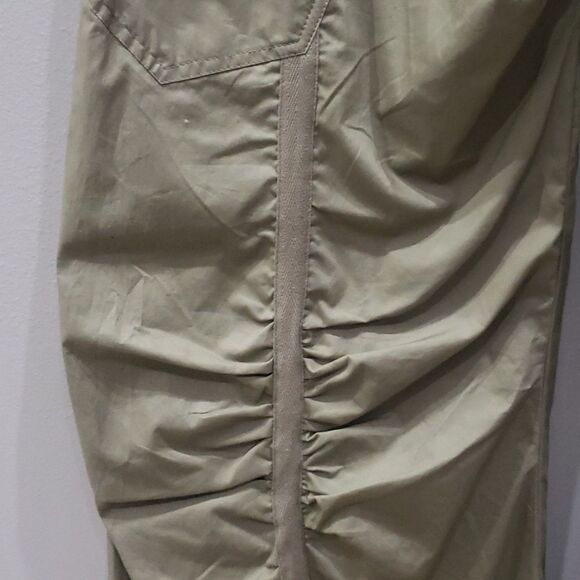 Contrast Pant Womens sz Medium Cargo Wide Leg Olive Khaki Cotton Hippie Bohemian - Picture 4 of 7